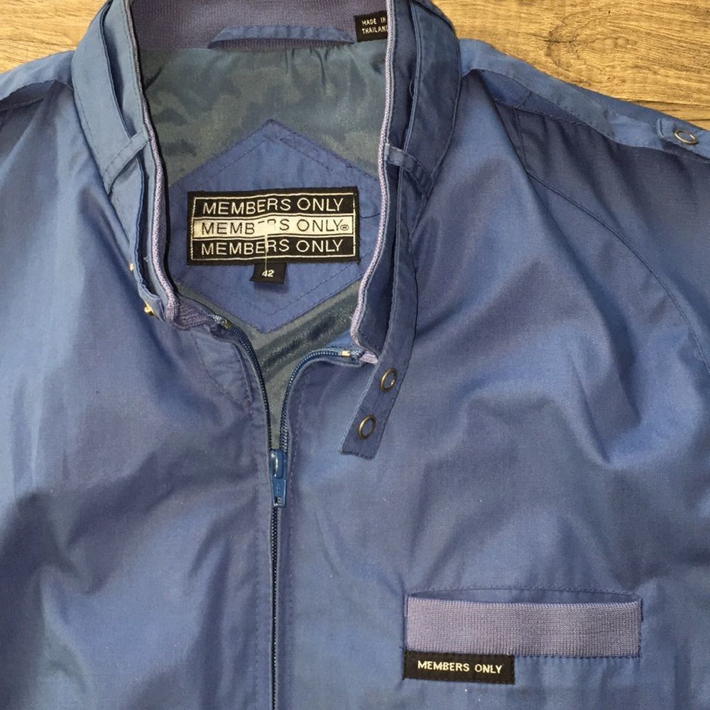 Vintage Steel Blue Members Only Cafe Racer Jecket